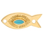 Intercalaires - Intercalaire poisson 20x9 mm avec résine époxy - Doré à l'or fin - Turquoise x1 Intercalaire poisson 20x9 mm avec résine époxy - Doré à l'or fin - Turquoise x1