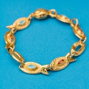 Intercalaire poisson 20x9 mm avec résine époxy - Doré à l'or fin - Turquoise x1