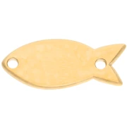 Intercalaire poisson 20x9 mm avec résine époxy - Doré à l'or fin - Turquoise x1