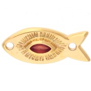 Intercalaires - Intercalaire poisson 20x9 mm avec résine époxy - Doré à l'or fin - Saumon x1 Intercalaire poisson 20x9 mm avec résine époxy - Doré à l'or fin - Saumon x1