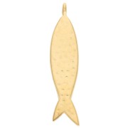 Pendentif poisson 35x8 mm - Doré à l'or fin - Turquoise x1
