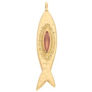 Pendentif poisson 35x8 mm - Doré à l'or fin - Saumon x1