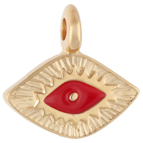 Breloque losange 12x13 mm - motif oeil - Doré à l'or fin - Hyacinth x1