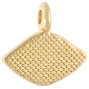 Breloque losange 12x13 mm - motif oeil - Doré à l'or fin - Turquoise x1