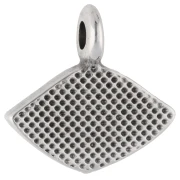 Breloque losange 12x13 mm - motif oeil - Placage Argent fin vieilli - Turquoise x1