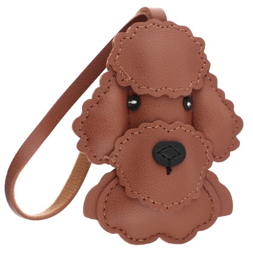 Pendentif chien caniche 9x7 cm pour bijou de sac - PU - Marron x1