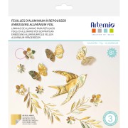 Lot de 3 feuilles de métal à repousser 20x20 cm - Artemio - Doré pâle - Argenté|raw }}