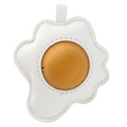 Pendentif oeuf au plat 7x6 cm pour bijou de sac - PU - Blanc - Jaune x1
