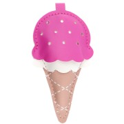 Pendentif glace pour bijou de sac 11x5.5 cm - PU - Rose - Marron x1 