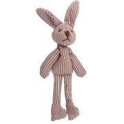 Pendentif lapin 12x4 cm pour bijou de sac - Tissu - Rayé Marron - Ecru x1