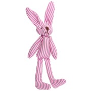 Pendentif lapin 12x4 cm pour bijou de sac - Tissu - Rayé Rose - Blanc x1