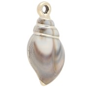 Pendentif coquillage 43x21 mm en acrylique - Beige marbré - Doré x1|raw }}