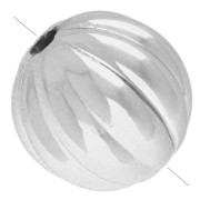 Perles rondes striées 11 mm en acrylique métallisée CCB - Argenté x8|raw }}