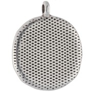 Pendentif rond irrégulier 20mm coquillage Placage Argent fin vieilli - Bleu nacré