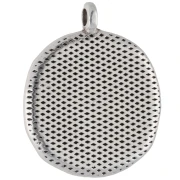 Pendentif rond irrégulier 20mm coquillage Placage Argent fin vieilli - Bleu nacré