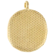 Pendentif rond irrégulier 20 mm coquillage - Doré à l'or fin - Turquoise nacré x1