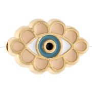 Perle oeil 11x17 mm avec résine époxy - Doré à l'or fin - Saumon - Bleu x1|raw }}