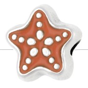 Perle étoile de mer 9 mm avec résine époxy Placage argent fin vieilli -Corail x1