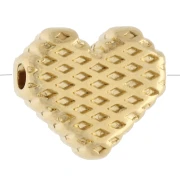 Perle coeur 10 mm avec résine époxy - Doré à l'or fin - Rouge clair x1