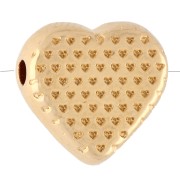Perle coeur 9x10 mm avec résine époxy - Doré à l'or fin - Rouge clair x1