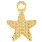 Breloque étoile de mer 11.5x9 mm avec résine époxy - Doré à l'or fin - Fuchsia x1