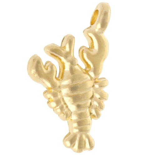 Breloque homard 15x8.5 mm -  Doré à l'or fin x1