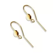 Crochets d'oreilles 17 mm et disque 4,5 mm Argent 925 doré à l'or fin x2