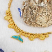 Breloque ronde irrégulière martelée 6 mm - Doré à l'or fin x5