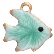 Mini breloque poisson 10 mm avec époxy - Acier inoxydable 304 Doré - Vert x1