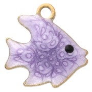 Mini breloque poisson 10 mm avec époxy - Acier inoxydable 304 Doré - Mauve x1|raw }}