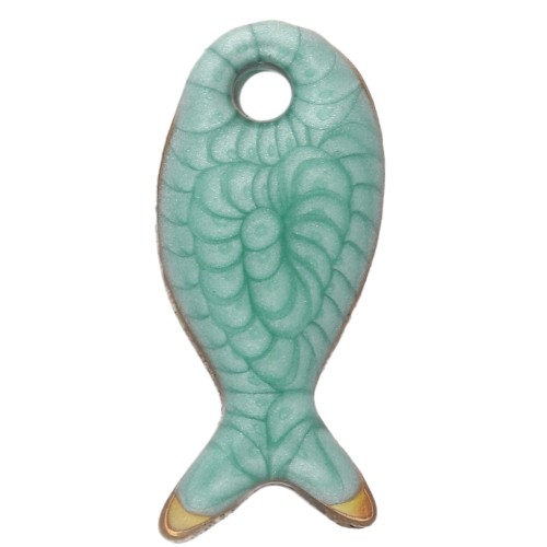 Mini breloque poisson 10x5 mm avec époxy - Acier Inoxydable 304 - Vert x1