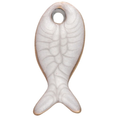 Mini breloque poisson 10x5 mm avec époxy - Acier Inoxydable 304 - Blanc x1