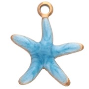 Breloque étoile de mer 12x11 mm avec époxy - Acier Inoxydable 304 - Bleu x1|raw }}
