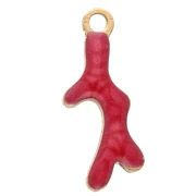 Mini breloque corail 13x5 mm avec époxy - Acier inoxydable 304 Doré - Rouge x1