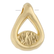 Breloque goutte 10x7 mm motif œil avec résine époxy - Doré à l'or fin - Blanc x1