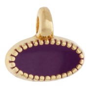 Mini breloque ovale 8x9 mm avec résine époxy - Doré à l'or fin - Violet x1