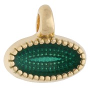 Mini breloque ovale 8x9 mm avec résine époxy - Doré à l'or fin - Vert x1