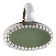Mini breloque ovale 8x9 mm résine époxy - Placage Argent fin vieilli - Vert sauge|raw }}