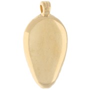 Pendentif pointe strié 25x13 mm avec résine époxy - Doré à l'or fin - Vert x1