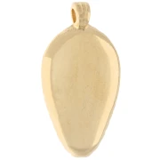 Pendentif pointe strié 25x13 mm avec résine époxy - Doré à l'or fin - Vert x1