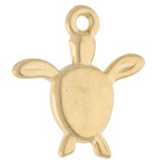 Breloque tortue 18.5x17 mm - motif oeil - Doré à l'or fin - Blanc - Bleu x1