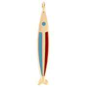 Pendentif poisson 58x9 mm avec résine époxy - Doré à l'or fin - Bleu - Rouge x1|raw }}