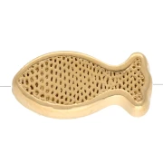 Perle poisson 6x13 mm motif œil - résine  époxy - Doré à l'or fin Blanc Bleu x 1