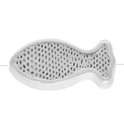 Perle poisson 6x13 mm motif œil - résine époxy Placage argent fin Blanc Bleu x1