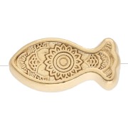 Perle poisson rayé 7x15 mm avec epoxy -  Doré à l'or fin Turquoise Ivoire x 1