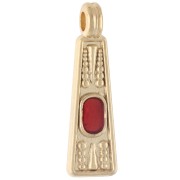 Pendentif trapèze 21.5x6 mm avec résine époxy - Doré à l'or fin - Orange x1