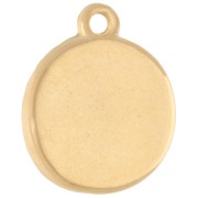 Breloque ronde irrégulière 15 mm - motif soleil - Doré à l'or fin - Rose pailleté