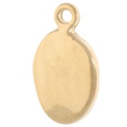 Breloque ovale 19x11 mm - motif coquillage - Doré à l'or fin - Rose pailleté x1