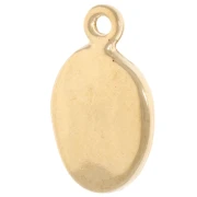 Breloque ovale 19x11 mm - motif coquillage - Doré à l'or fin - Rose pailleté x1
