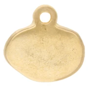 Breloque ovale irrégulière 13mm - motif poisson - Doré à l'or fin - Vert Turquoise